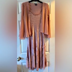 Komarov Charmeuse dress with Chiffon Jacket. Blush/Dusty Rose in color. Size M.
